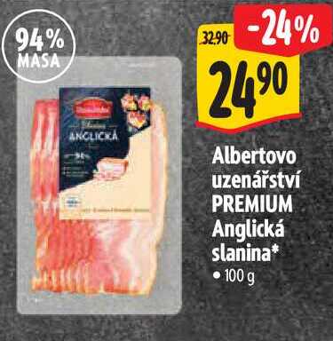 Albertovo uzenářství PREMIUM Anglická slanina*, 100g 