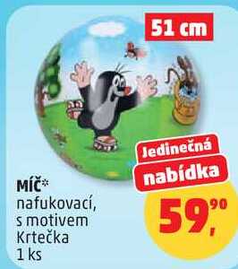 Míč nafukovací, s motivem Krtečka, 1 ks 