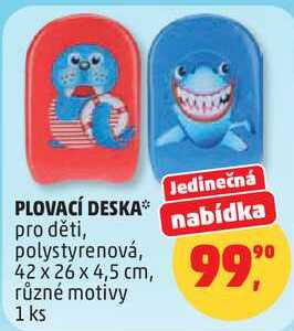 PLOVACÍ DESKA pro děti, polystyrenová, 42 x 26 x 4,5 cm, různé motivy, 1 ks  