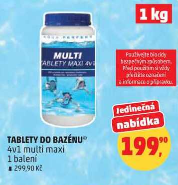 TABLETY DO BAZÉNU 4v1 multi maxi, 1 balení