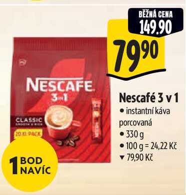 Nescafé 3 v 1, instantní káva porcovaná 330 g