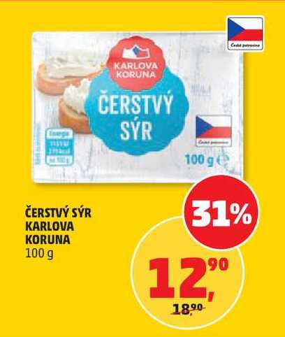 ČERSTVÝ SÝR KARLOVA KORUNA, 100 g 