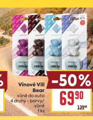Vínové Vill Bear vůně do auta 4 druhy - barvy/ vůně 1ks