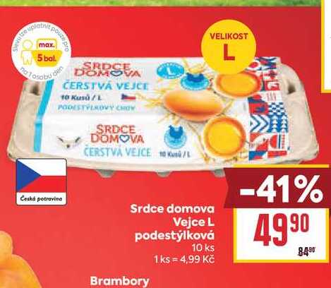 Srdce domova Vejce L podestýlková Brambory 10 ks