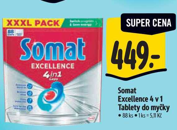 Somat Excellence 4 v 1 Tablety do myčky, 88 ks 