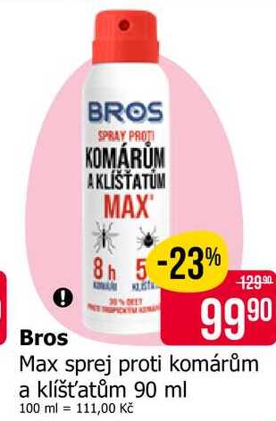 Bros Max sprej proti komárům a klíšťatům 90 ml 