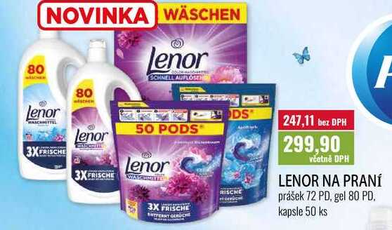 LENOR NA PRANÍ, prášek 72 PD, gel 80 PD, kapsle 50 ks  