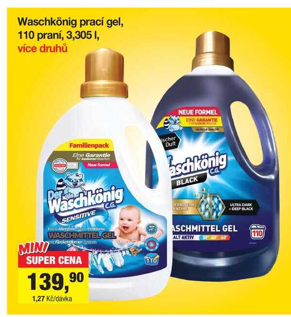Waschkönig prací gel, 110 praní, 3,305 I