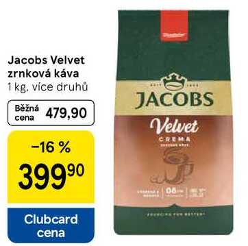 Jacobs Velvet zrnková káva, 1 kg