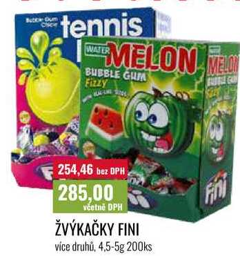 ŽVÝKAČKY FINI více druhů, 4,5-5g 200ks 
