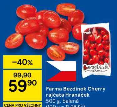 Farma Bezdínek Cherry rajčata Hranáček, 500 g, balená
