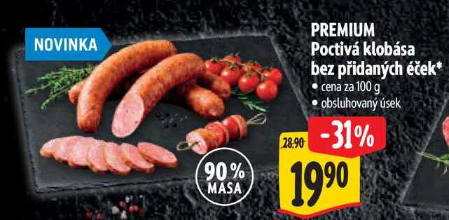 PREMIUM Poctivá klobása bez éček 100 g