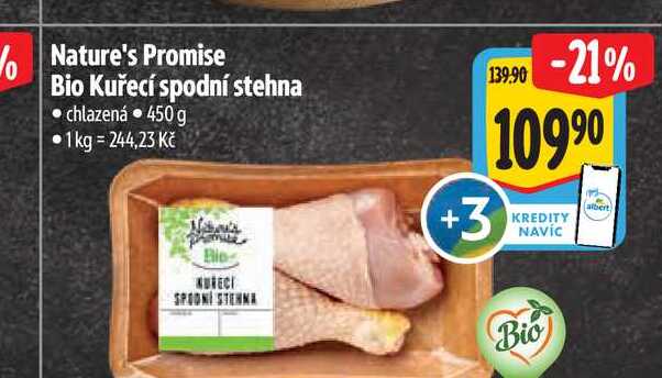 Nature's Promise Bio Kuřecí spodní stehna 450 g