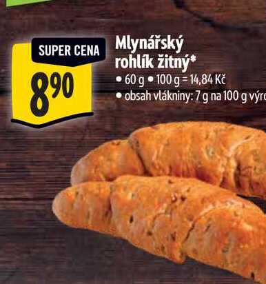   Mlynářský rohlík žitný  60 g 