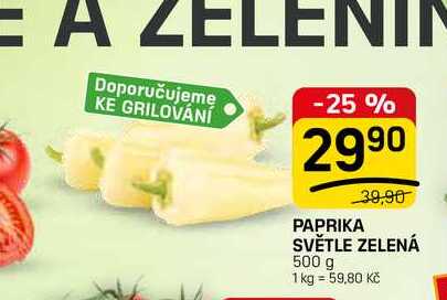 PAPRIKA SVĚTLE ZELENÁ 500 g