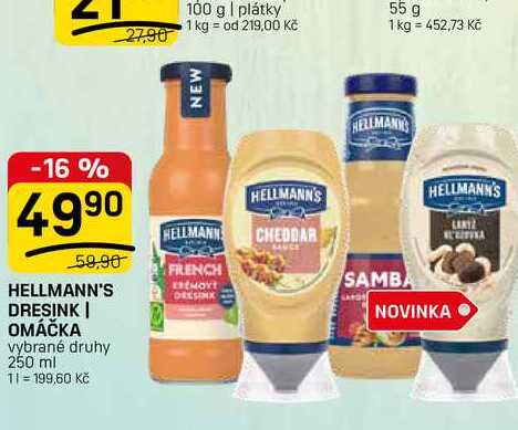 HELLMANN'S DRESINK/ OMÁČKA vybrané druhy 250 ml