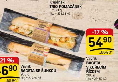 BAGETA S KUŘECÍM ŘÍZKEM 200 g