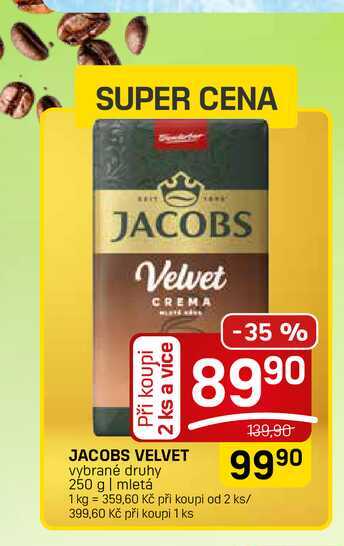 JACOBS VELVET vybrané druhy 250 g