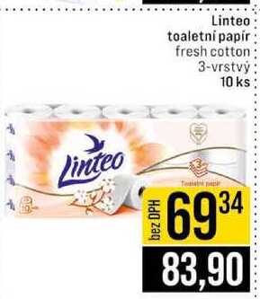 Linteo toaletní papír fresh cotton 3-vrstvý 10 ks
