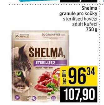 Shelma granule pro kočky sterilised hovězí adult kuřecí 750 g