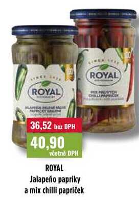ROYAL Jalapeño papriky a mix chilli papriček 
