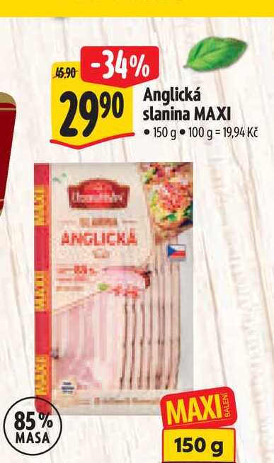 Anglická slanina MAXI 150 g