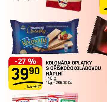 KOLONÁDA OPLATKY S OŘÍŠKOČOKOLÁDOVOU NÁPLNÍ 140 g