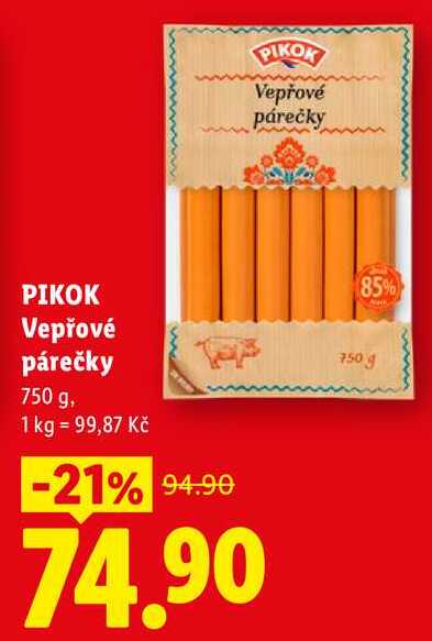 PIKOK Vepřové párečky, 750 g