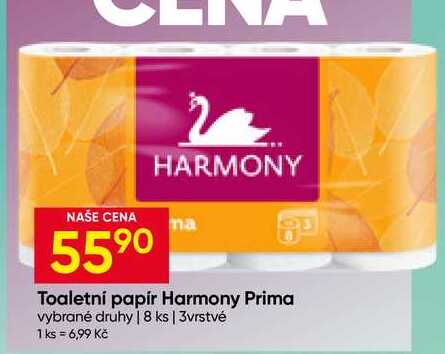 Harmony toaletní papír 3-vrstv. 8 rolí, vybrané druhy