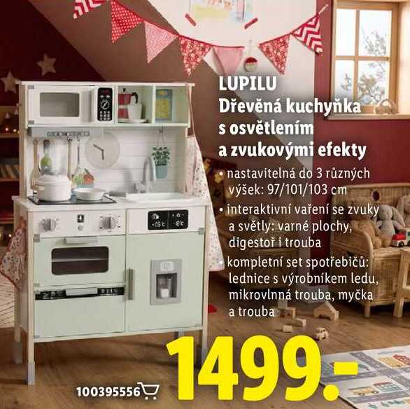 LUPILU Dřevěná kuchyňka s osvětlením a zvukovými efekty