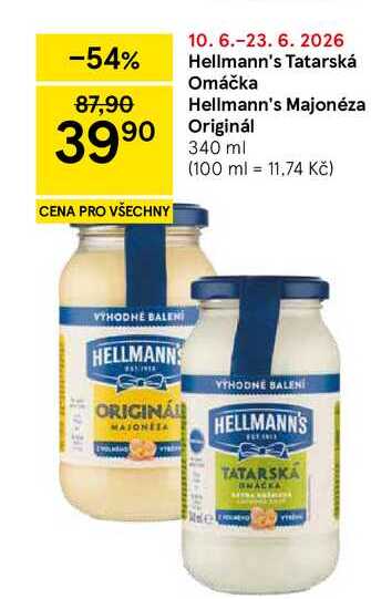 Hellmann's Tatarská Omáčka, 340 ml  