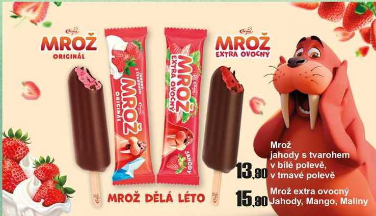 Mrož extra ovocný Jahody, Mango, Maliny 