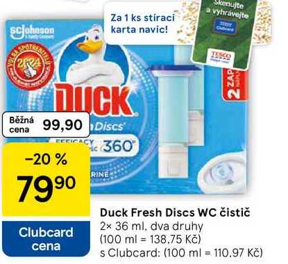 Duck Fresh Discs WC čistič, 2x 36 ml, dva druhy
