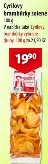 Cyrilovy brambůrky solené, 100 g 