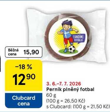 Perník plněný fotbal, 60 g
