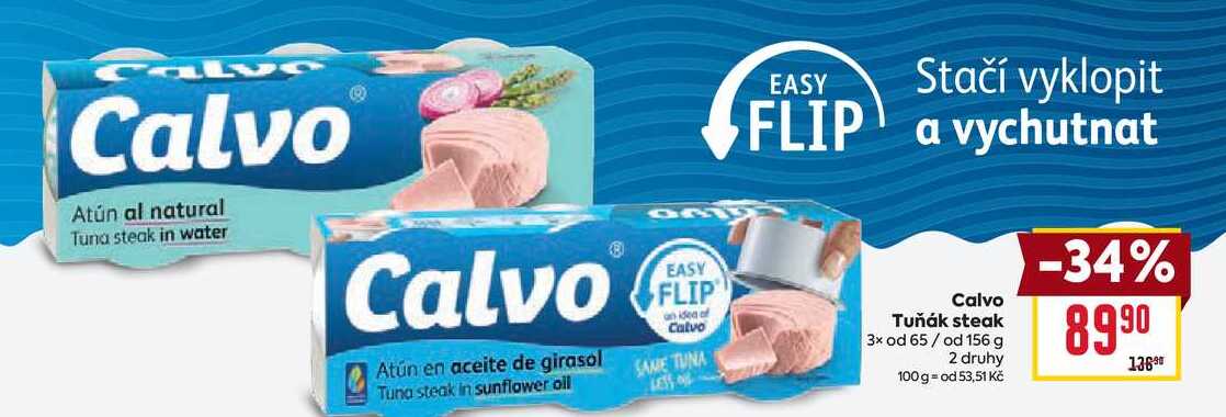 Calvo Tuňák steak 3x od 65/ od 156 g 