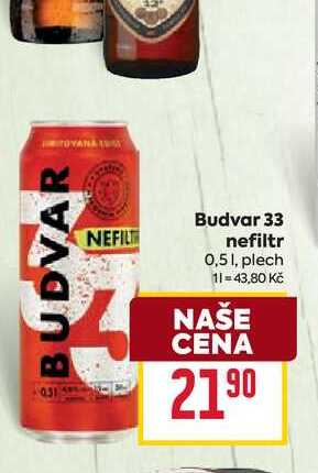 Budvar 33 nefiltr 0,51, plech