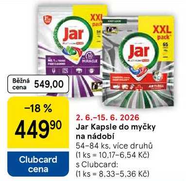Jar Kapsle do myčky na nádobí, 54-84 ks, více druhů  
