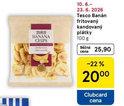 Tesco Banán fritovaný kandovaný plátky, 100 g