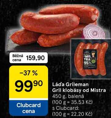 Láda Grileman Gril klobásy od Mistra, 450 g, balená