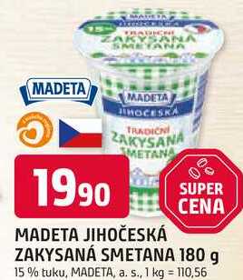 MADETA JIHOČESKÁ ZAKYSANÁ SMETANA 180 g 15% tuku
