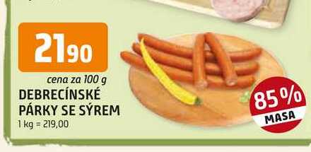 DEBRECÍNSKÉ PÁRKY SE SÝREM 100g