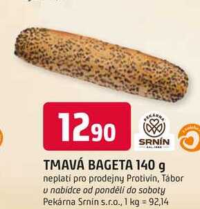 SRNÍN TMAVÁ BAGETA 140 g 