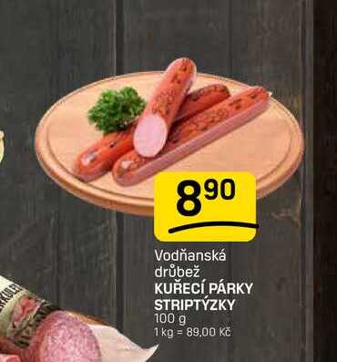 KUŘECÍ PÁRKY STRIPTÝZKY 100 g 