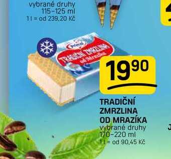TRADIČNÍ ZMRZLINA OD MRAZÍKA vybrané druhy 170-220 ml 