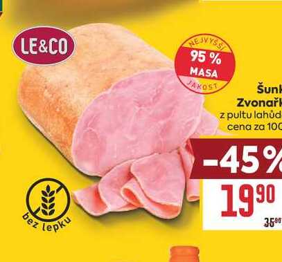 Šunka Zvonařka z pultu lahůdek cena za 100g