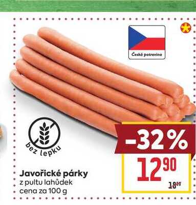 Javořické párky z pultu lahůdek cena za 100 g