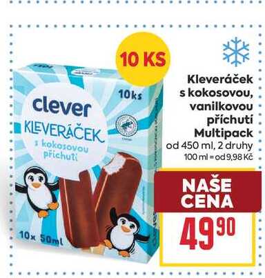 Kleveráček s kokosovou, vanilkovou příchutí Multipack od 450 ml