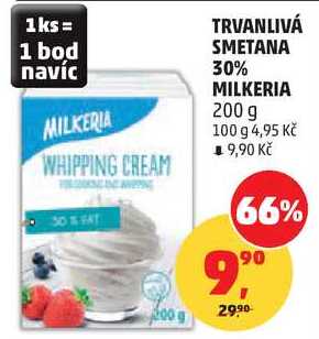 TRVANLIVÁ SMETANA 30% MILKERIA, 200 g  