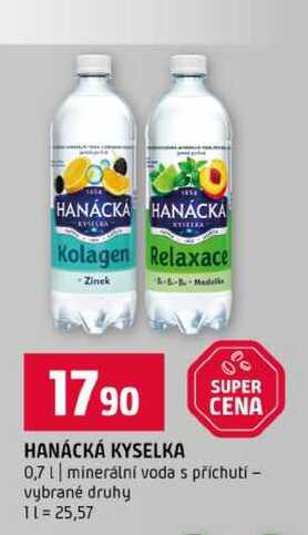 HANÁCKÁ KYSELKA 0,7l minerální voda s příchutí vybrané druhy